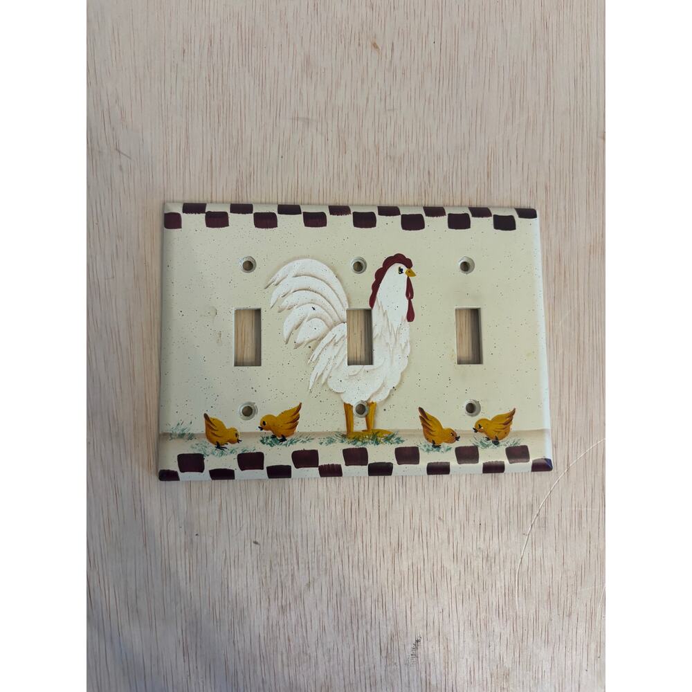 Vintage Cooper Wiring Devices Mexico Triple Light Switch Cover Rooster Country